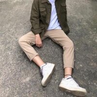 Quần dài kaki nam màu be lưng thun ống suông - Be,L 55 60 kg