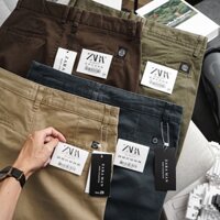 Quần dài Kaki nam ống suông Form slim - vải kaki cotton co giãn thấm hút mồ hôi (ZARA)