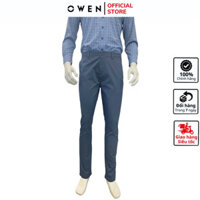 Quần dài kaki nam Owen QKSL231306 khaki công sở cao cấp màu xanh đá trơn dáng slim fit ôm nhẹ vải thô cotton mềm mát