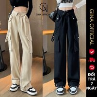 Quần DÀI Kaki Nữ Túi Hộp Ống Rộng Suông cạp cao GẤP Avocado cực tôn dáng, quần túi hộp kaki lưng cao nữ dày dặn
