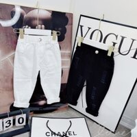 Quần dài kaki rách hai màu đen trắng