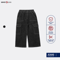 Quần Dài Kid GENVIET JEANS Cho Bé Unisex Vải Bò Co Giãn, Mềm Mại Cạp Bo Chun Dáng Suông Vừa W241.K.KQ1024J08772.