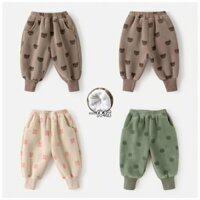 Quần dài lót nhung mẫu mùa đông trẻ em TIINGXUYU Quần giữ nhiệt chân bó ấm khóa hoạt hình mùa đông cho bé Quần giữ nhiệt dễ thương cho bé