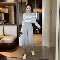 Quần dài lưng thun ống rộng phong cách thời trang Hàn trẻ trung dành cho nữ