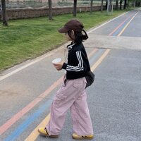 Quần dài màu hồng túi hộp bé gái kiểu Hàn Quốc Quần thể thao bé gái