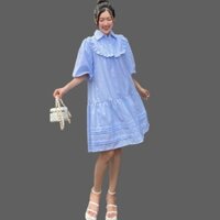 Quần dài màu vàng gold ống rộng vải polyester Lovadova FT03C004