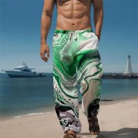 Quần dài Nam đi biển Hè 2024 vải tổng hợp in kỹ thuật số, quần thời trang Nam