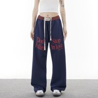 Quần Dài Nam Nữ Douple Waistband Pants Don’t Fall In Love, Quần Nỉ Nữ Phối Cạp Kẻ Unisex HK1970 Q183