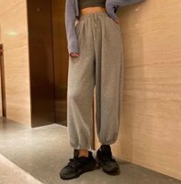 Quần dài nam trơn bo quần jogger nỉ Nữ dây rút chân ống rộng đưng mặc 2 kiểu - Q DÀI NỈ XÁM TRƠN DÂY RÚT - free size 45-62kg