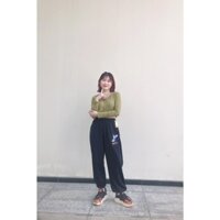 Quần dài nữ bo chân thiêu hình vải thun da cá dày co giản QDC01