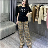 Quần dài nữ kẻ caro, ống suông, thoáng mát M0023 - TOTOSA