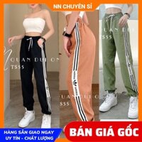 quần dài nữ mặc đi chơi  ,Quần Thun Nam Nữ Jogger Bo Gấu Thể Thao adidas Chất Thun freesize dưới 60kg