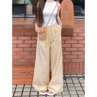 Quần dài nữ ống rộng mùa hè MENINA_STUDIO, Quần dài nữ suông ống rộng vải linen thời trang