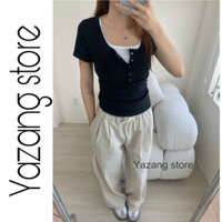 Quần dài nữ ống rộng - Quần dài nữ lưng chun co giãn, chất linen, may 2 lớp, có túi.