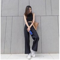 QUẦN DÀI NỮ ỐNG SUÔNG QUẦN ỐNG RỘNG CULOTTES VẢI TUYẾT MƯA CÔNG SỞ KHÓA GIỮA