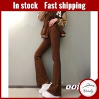 quần dài nữ quần jean bó màu nâu co giãn cạp cao mảnh mai quần jean ống loe