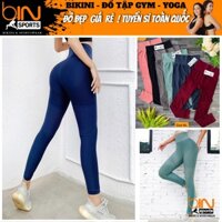 Quần dài nữ tập gym yoga aerobic thể thao lưng cao chun mông chất liệu thun dệt kim co dãn 4 chiều BINSPORTS Q158