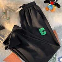 Quần dài ống rộng nữ dáng suông chữ C vải tổ ong cạp cao lưng chun dây rút thể thao phong cách ulzzang siêu hot