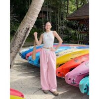 Quần dài ống rộng phối lưng chun kẻ sọc pastel THE C.I.U - Leah Pants