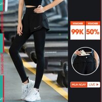Quần dài tập gym nữ 2 lớp có túi [Louro QL9D], kiểu quần short legging nữ tập yoga, zumba, leo núi
