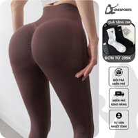 Quần dài tập gym nữ chun mông cạp cao AMI dệt kim cao cấp, quần legging tập yoga nữ cao cấp QCM07