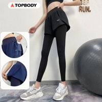 Quần Dài Tập Gym Yoga Chạy Bộ 2 Lớp Có Túi Đựng Điện Thoại, Vải Co Dãn Thoáng Mát TOPBODY - QUAYG09