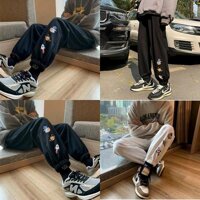Quần Dài Thun Bo Gấu - Quần Jogger Ống Suông Hoạ Tiết Hoạt Hình Ulzzang Nam Nữ Unisex - HIỀN LINH ÁO KHOÁC - Moon Đen - Freesize