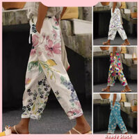 Quần dây rút hoa nữ thời trang mùa xuân Quần dây rút thời trang nữ sành điệu Quần Harem in hoa hoàn hảo cho công sở bãi biển và mặc hàng ngày co giãn để mua sắm