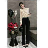 QUẦN ĐEN SUÔNG DÀI DÂY KÉO HÔNG (TH)