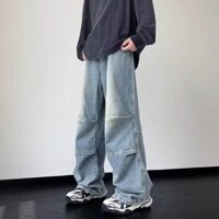 Quần denim công sở ống rộng ống rộng