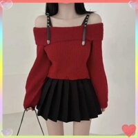 Quần dệt kim nữ dài tay dành cho học sinh Phong cách Preppy ấm áp đơn giản