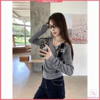 Quần dệt kim nữ dài tay dành cho học sinh Phiên bản Hàn Quốc đơn giản dáng rộng