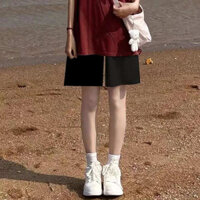 quần đi biển quần đùi nữ Quần short thể thao màu đen nữ mùa hè 2024 mẫu mới hot phong cách Mỹ eo cao che thịt chữ a mặc thường ngày chạy bộ bên ngoài