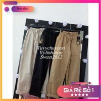 Quần đi học nữ TUVY Quần kaki ông sắn ống ( form rộng) dáng suông mặc nhà,đi học đều được màu be,đen,sữa