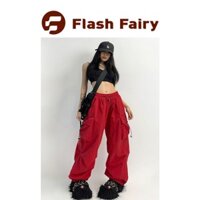 Quần Đỏ Ống Rộng Chất Kaki Túi Hộp Có Dây Rút Nam Nữ Form Rộng Cá Tính Phong Cách Quần Hiphop Mẫu Mới Hè