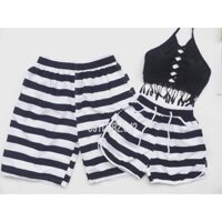 Quần đôi đi biển nam nữ sọc đen trắng kèm áo đẹp ( kèm Feedback)