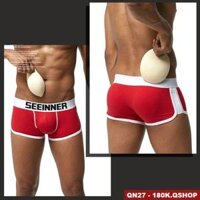 QUẦN ĐỘN MÔNG NAM VÀ ĐỘN DV NAM 2 TRONG 1 KIỂU BOXER QSHOP QN27 QN33 - QN27 ĐỎ,S