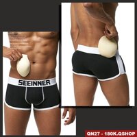 QUẦN ĐỘN MÔNG NAM VÀ ĐỘN DV NAM 2 TRONG 1 KIỂU BOXER QSHOP QN27 QN33 - QN27 ĐEN,S