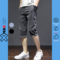 Quần đùi bò ngố nam denim XMAX thời trang mùa hè,quần short jean nam màu xanh dáng lửng phong cách Hàn Quốc B016-1