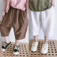 Quần đùi dáng Lửng dài qua gối cho bé trai. bé gái JULYKID, quần ngố vải Linen cao cấp cho bé từ 10-30kg
