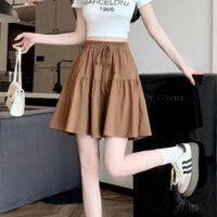 Quần đùi giả váy nữ xếp ly bigsize nhún xoè 7 màu đen trắng nâu xanh hồng ghi nâu bò 5 size SMLXLXXL - QS81