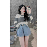 quần đùi jean  kèm đai