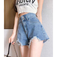 quần đùi jean lưng cao 2 nút rách nhẹ lk