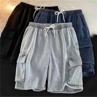 Quần đùi jean Nam Cạp Chun Mềm Mại chất liệu jean Co Giãn, Quần short đùi trơn unisex