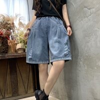 Quần đùi jean nữ rách, mặc được đến 90kg, Mã JR05