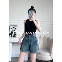 Quần đùi jean nữ,quần short bò gập gấu dễ phối đồ có hai màu xinh xắn