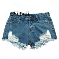 Quần đùi jean rách cao