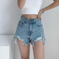 Quần Đùi Jeans Nữ , Quần Short Nữ Chất Liệu Denim Tua Rua Rách Gợi Cảm  L00014