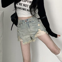 Quần Đùi Jeans Nữ , Quần Short Nữ Chất Liệu Denim Tua Rua Phong Cách Sexy Hót Hòn Họt L00011