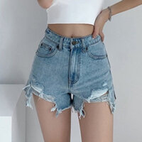 Quần Đùi Jeans Nữ , Quần Short Nữ Chất Liệu Denim Rách Rưới Cực Chất L00014